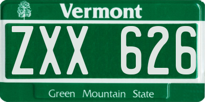 VT license plate ZXX626