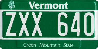 VT license plate ZXX640