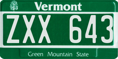 VT license plate ZXX643