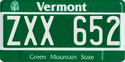 VT license plate ZXX652