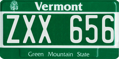 VT license plate ZXX656