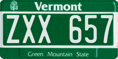 VT license plate ZXX657