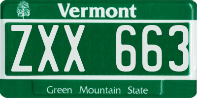VT license plate ZXX663