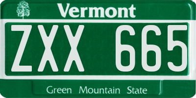 VT license plate ZXX665