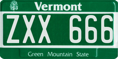 VT license plate ZXX666