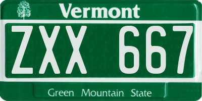 VT license plate ZXX667