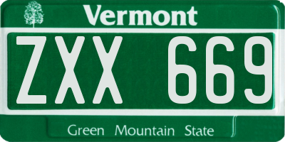 VT license plate ZXX669