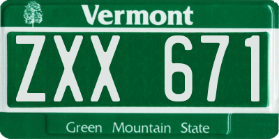 VT license plate ZXX671