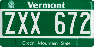 VT license plate ZXX672