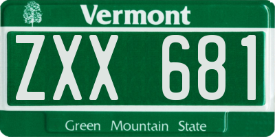 VT license plate ZXX681