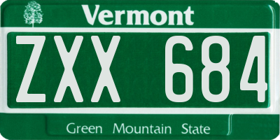 VT license plate ZXX684