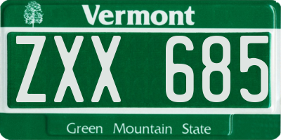 VT license plate ZXX685