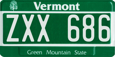 VT license plate ZXX686