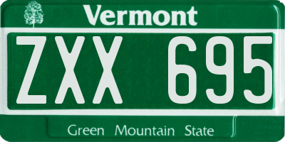 VT license plate ZXX695