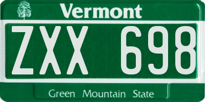 VT license plate ZXX698