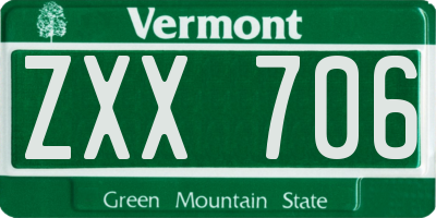 VT license plate ZXX706