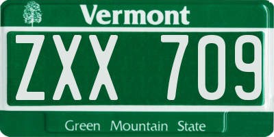 VT license plate ZXX709
