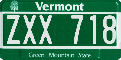 VT license plate ZXX718
