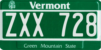 VT license plate ZXX728