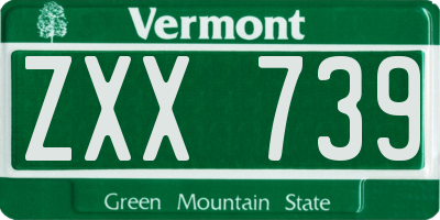 VT license plate ZXX739