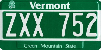 VT license plate ZXX752