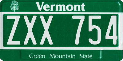 VT license plate ZXX754