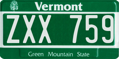 VT license plate ZXX759