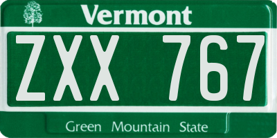 VT license plate ZXX767