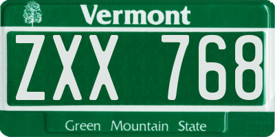 VT license plate ZXX768