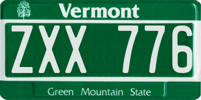 VT license plate ZXX776