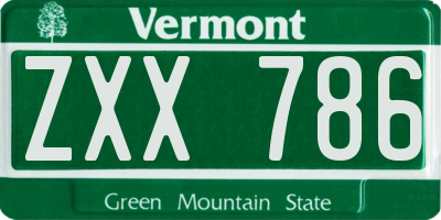 VT license plate ZXX786