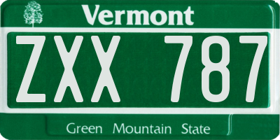 VT license plate ZXX787