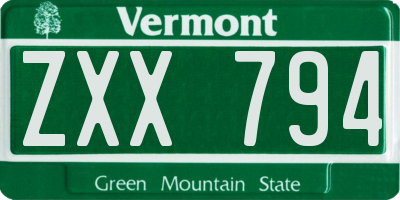 VT license plate ZXX794