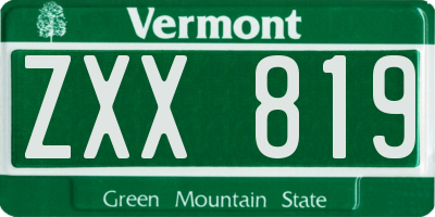 VT license plate ZXX819