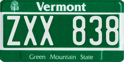 VT license plate ZXX838
