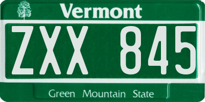 VT license plate ZXX845