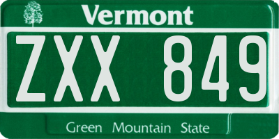 VT license plate ZXX849
