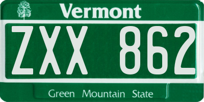 VT license plate ZXX862