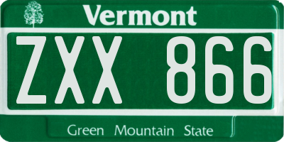VT license plate ZXX866