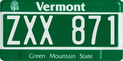 VT license plate ZXX871