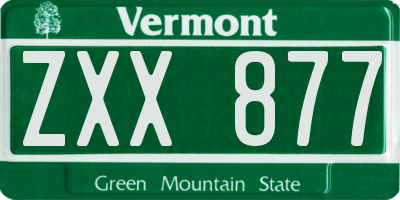 VT license plate ZXX877