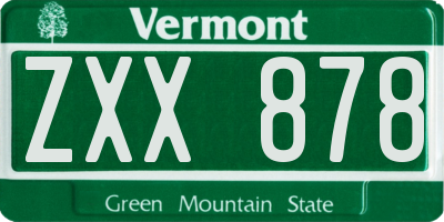 VT license plate ZXX878
