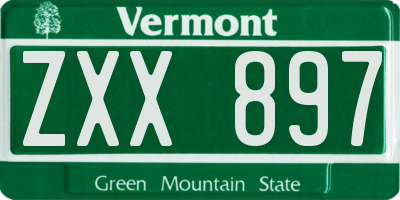 VT license plate ZXX897