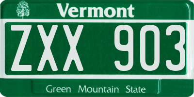 VT license plate ZXX903