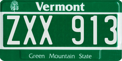 VT license plate ZXX913