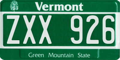 VT license plate ZXX926