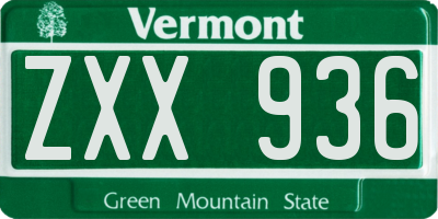 VT license plate ZXX936