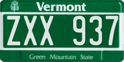 VT license plate ZXX937