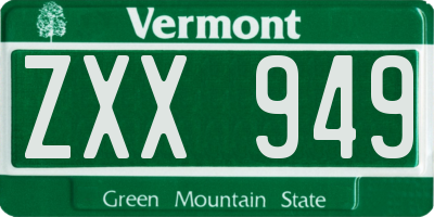VT license plate ZXX949