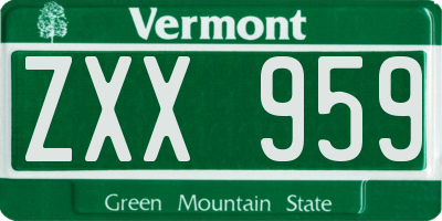 VT license plate ZXX959